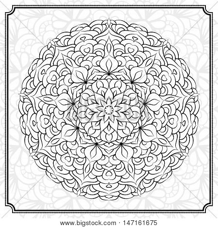 Vector abstract black and white mandala pattern.
