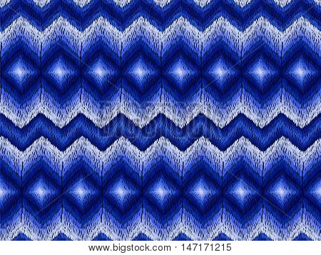 Ethnic Zig Zag Pattern Hippie Fabric Dark Blue