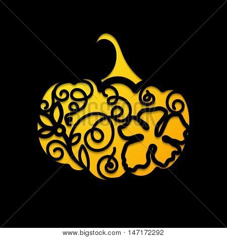 Laser cutting template pumpkin for Halloween. Cutting file. Lettering silhouette pattern. Die Cut vector. Cardmaking. EasyPrintPD