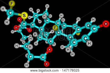 Fluticasone propionate belongs to a class of drugs known as corticosteroids which are hormones that predominantly affect the metabolism of carbohydrates. 3d illustration