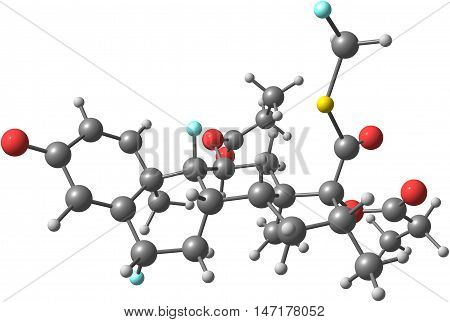 Fluticasone propionate belongs to a class of drugs known as corticosteroids which are hormones that predominantly affect the metabolism of carbohydrates. 3d illustration