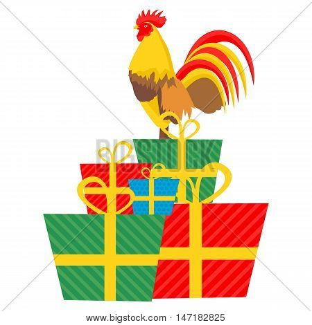 Cock and Gifts in vector format eps10