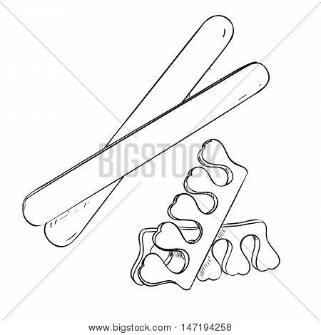 Sketch Set Of Cosmetic Products For Nail Care