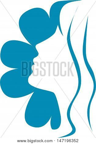 Girl with flower. Natural cosmetic icon. Female silhouette