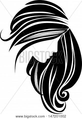 Hair icon. Beautiful female silhouette. Girl with long hair
