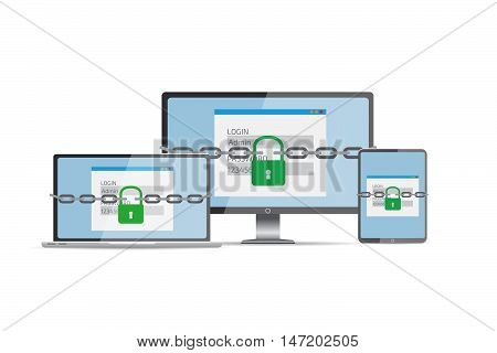 Protection Against Hacker Concept. Vector Illustration