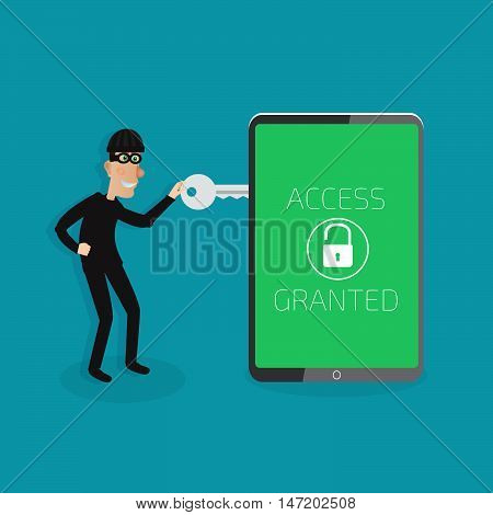 Protection Against Hacker Concept. Vector Illustration