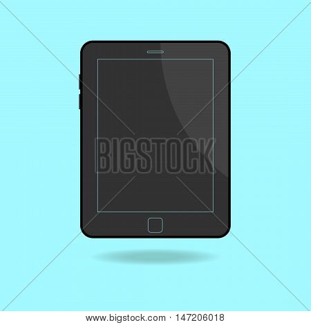 Blue Tablet icon with isolated blank screen. Modern simple flat device sign. Internet computer concept. Trendy vector mockup display symbol for website design web button, mobile app. Logo illustration