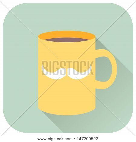Vector illustration flat icon of cup with mustache