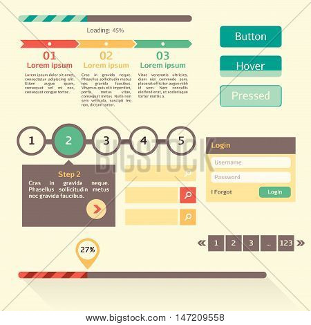 Flat Web Design elements kit for user interface projects