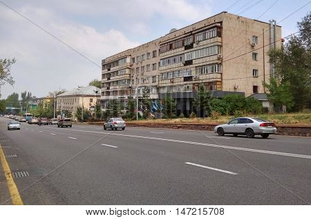 ALMATY KAZAKHSTAN - SEPTEMBER 12 2016: Central street named of Furmanov. Almaty is the largest city in Kazakhstan and was the country's capital until 1997.