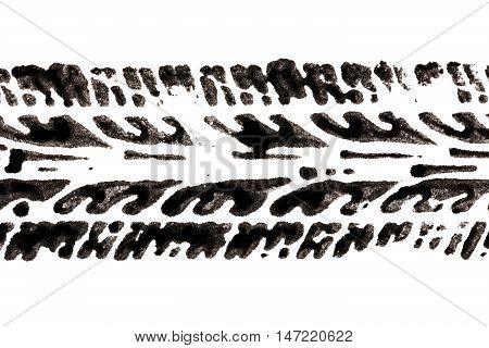 tire track made with ink isolated on white