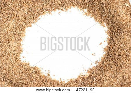 Ground Wheat Frame isolated in white background. Trigo para quibe. Kibbeh