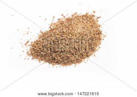 Close-up on a Ground Wheat isolated in white background. Trigo para quibe. Kibbeh