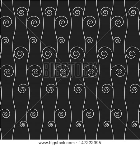 Vector seamless pattern of wavy lines. Geometric decorative black and white background. Simple ornamental illustration with texture of covering for print web cloth factory