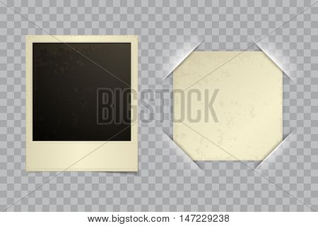 Old Retro Instant Vector Photo Free Trial Stock Old Retro Instant Blank Photo Template With Vector Paper In Frame Corner On Transpa Background