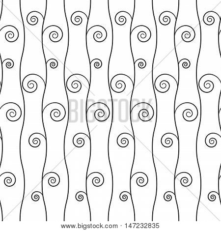 Vector seamless pattern of wavy lines. Geometric decorative black and white background. Simple ornamental illustration with texture of covering for print web cloth factory universal