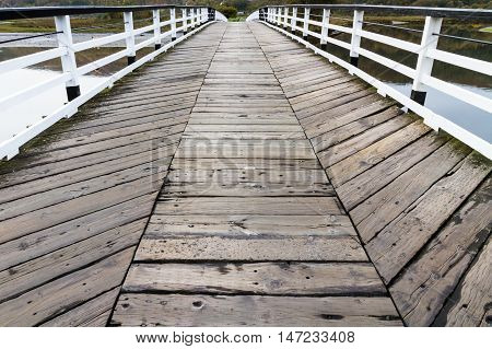 Wooden structure Penmaenpool toll bridge over the River Mawddach near Dolgellau Wales United Kingdom