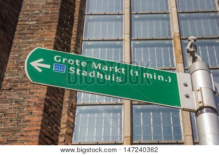 Tourist sign giving directions to the central market square in Zwolle Netherlands