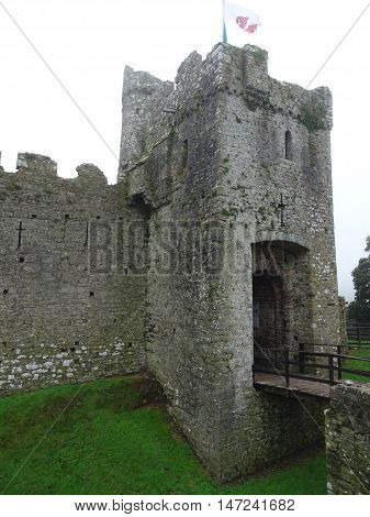 Manorbier castle photographed at Manorbier in Pembrokeshire