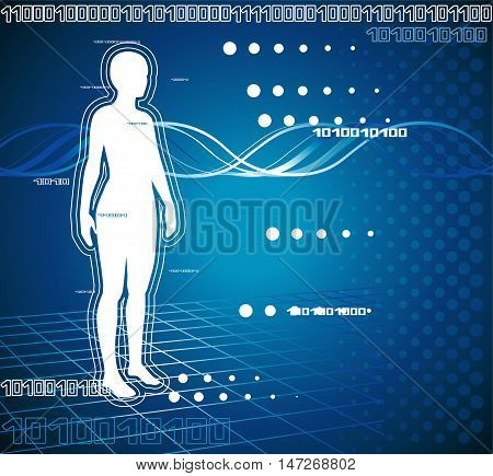 Medical diagnostics. Female silhouette on blue background
