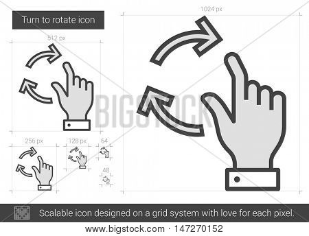 Turn to rotate vector line icon isolated on white background. Turn to rotate line icon for infographic, website or app. Scalable icon designed on a grid system.