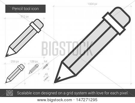 Pencil tool vector line icon isolated on white background. Pencil tool line icon for infographic, website or app. Scalable icon designed on a grid system.