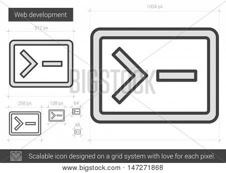 Web development vector line icon isolated on white background. Web development line icon for infographic, website or app. Scalable icon designed on a grid system.