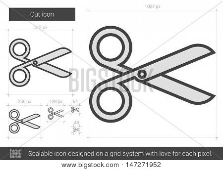 Cut vector line icon isolated on white background. Cut line icon for infographic, website or app. Scalable icon designed on a grid system.