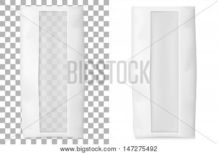 Paper bag for flour tea coffee pasta. Vector white soft packing.