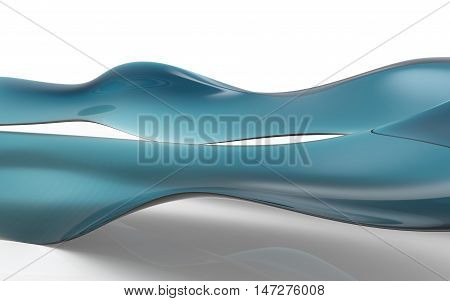 Abstract 3d rendering of wave blue on white background. Futuristic shape.
