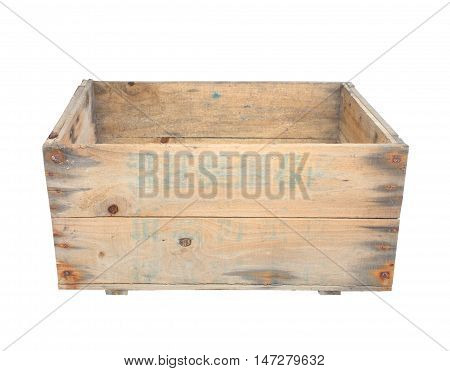 The old wood box isolated on white background.