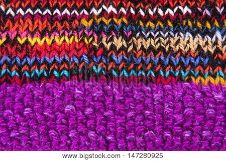 striped colorful wool texture handmade patten closeup macro blue red green yellow  purple  black orange