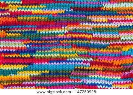 striped colorful wool texture handmade patten closeup macro blue red green yellow pink purple orange