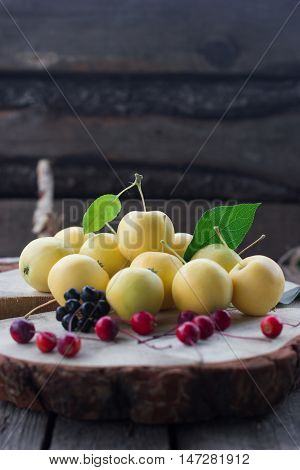healthy eating concept Fresh yellow apple harvest home