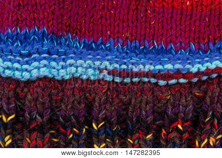 striped colorful wool texture handmade patten closeup macro blue red green yellow pink white biege purple