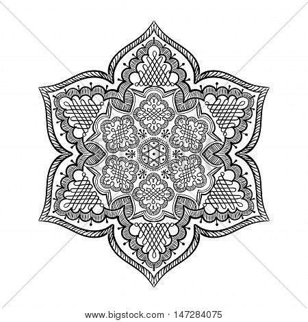 Kolam Designs - Mandala. Round Ornament Pattern. Vintage decorative elements. Hand drawn background. Islam Arabic Indian ottoman motifs
