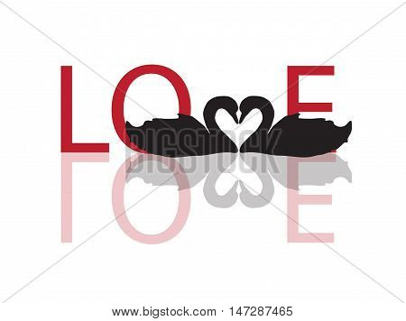 Love Text made with Swans in love