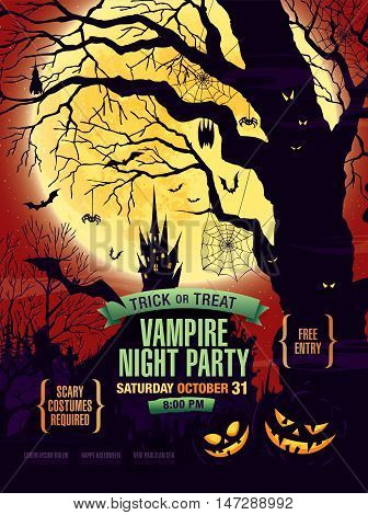 Halloween party. Halloween poster, banner. Vector illustration