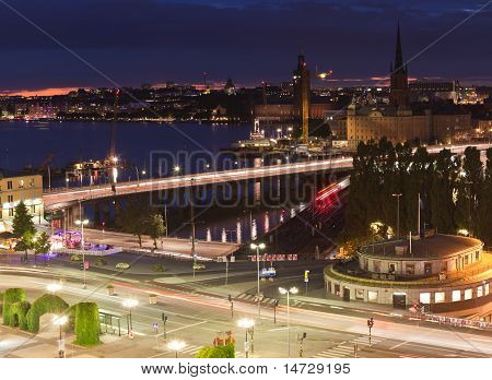 A Stockholm város éjszakai jelenet