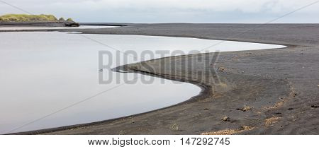 Wild coastline with black beach in South Iceland