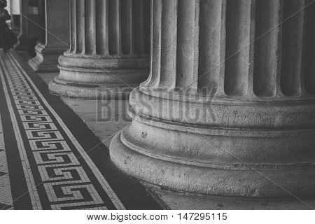 Column detail close up in black and white