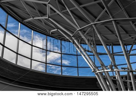 Modern architecture black and white glass and steel, architectural design, architecture concept