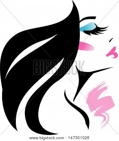 Female icon. Young fashion woman with beautiful make up