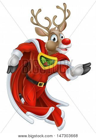 Christmas Reindeer Super Hero