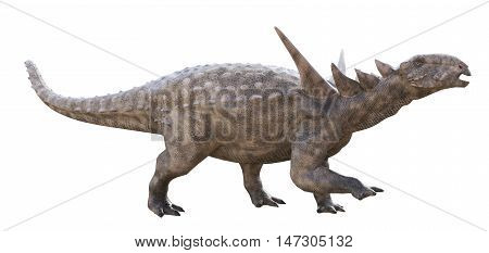 3D rendering of Sauropelta being aggressive, isolated on white background.