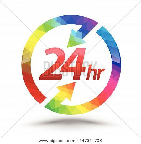 24hr arrow circle symbol geometric texture. Vector illustration.