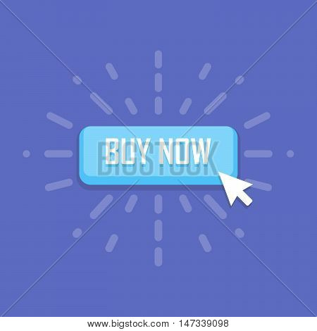 Mouse click on buy now button icon. Vector illustration.