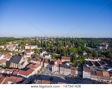 Aerial View Town Schmoelln Thuringia Germany