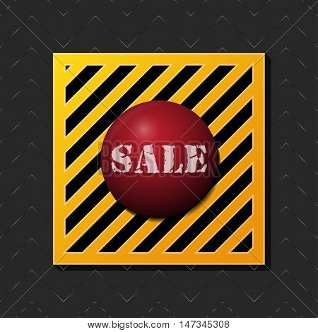Big red sale button. Background or banner for black friday or cyber monday design. Vector illustration.